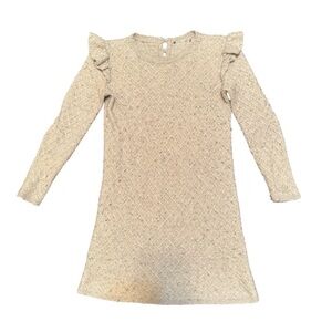 Elegant Cream Kids Dress with Ruffle Sleeves